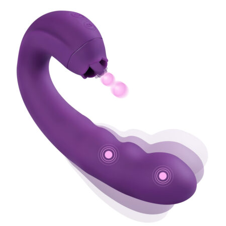RoxyPleasure 360 Rotating Vibrator Dildo with Clitoral Licking Stimulator Sex Toy