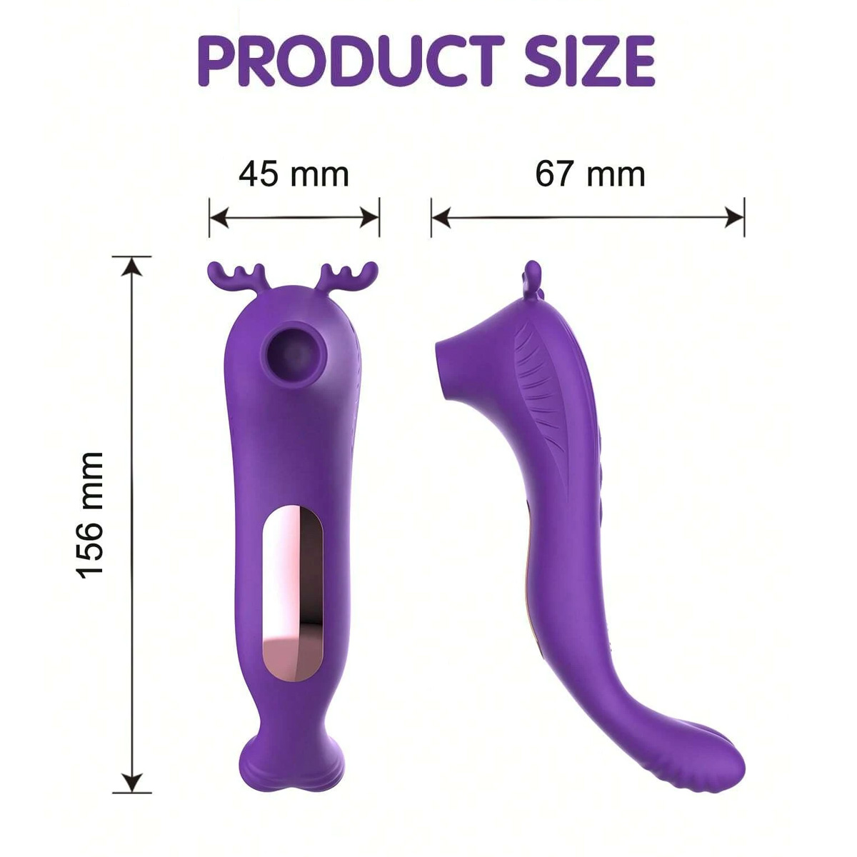 RoxyPleasure Cute Deer 2 in 1 Clitoris Sucking Nipple Vibrator Sex Toy product size