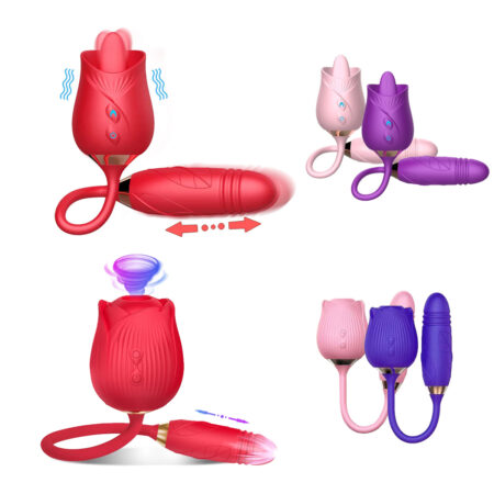 RoxyPleasure 2in1 Sucking/Licking Vibrator Rose Sex Toy Gen2-3